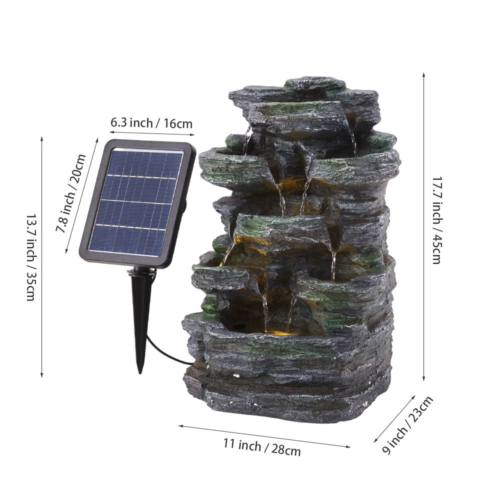 Faux Rock Garden Fountain With Lights