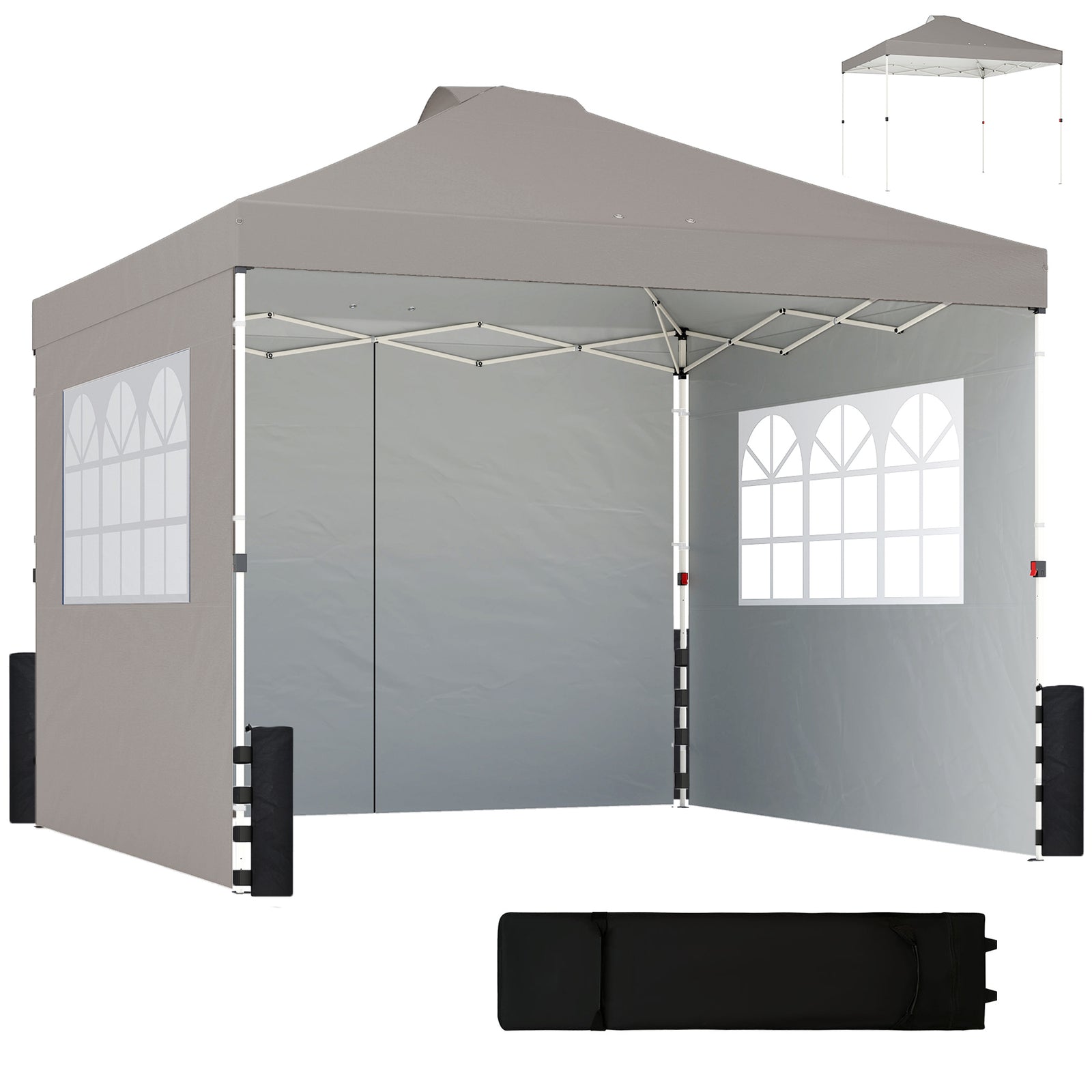Pop Up Gazebo Waterproof Height Adjustable 3 X 3 (m) | Grey