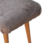 Solid Wood Mocha Faux Fur Curved Bench
