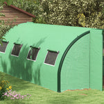 6x3m Polytunnel Greenhouse W/ Doors & Windows - Green