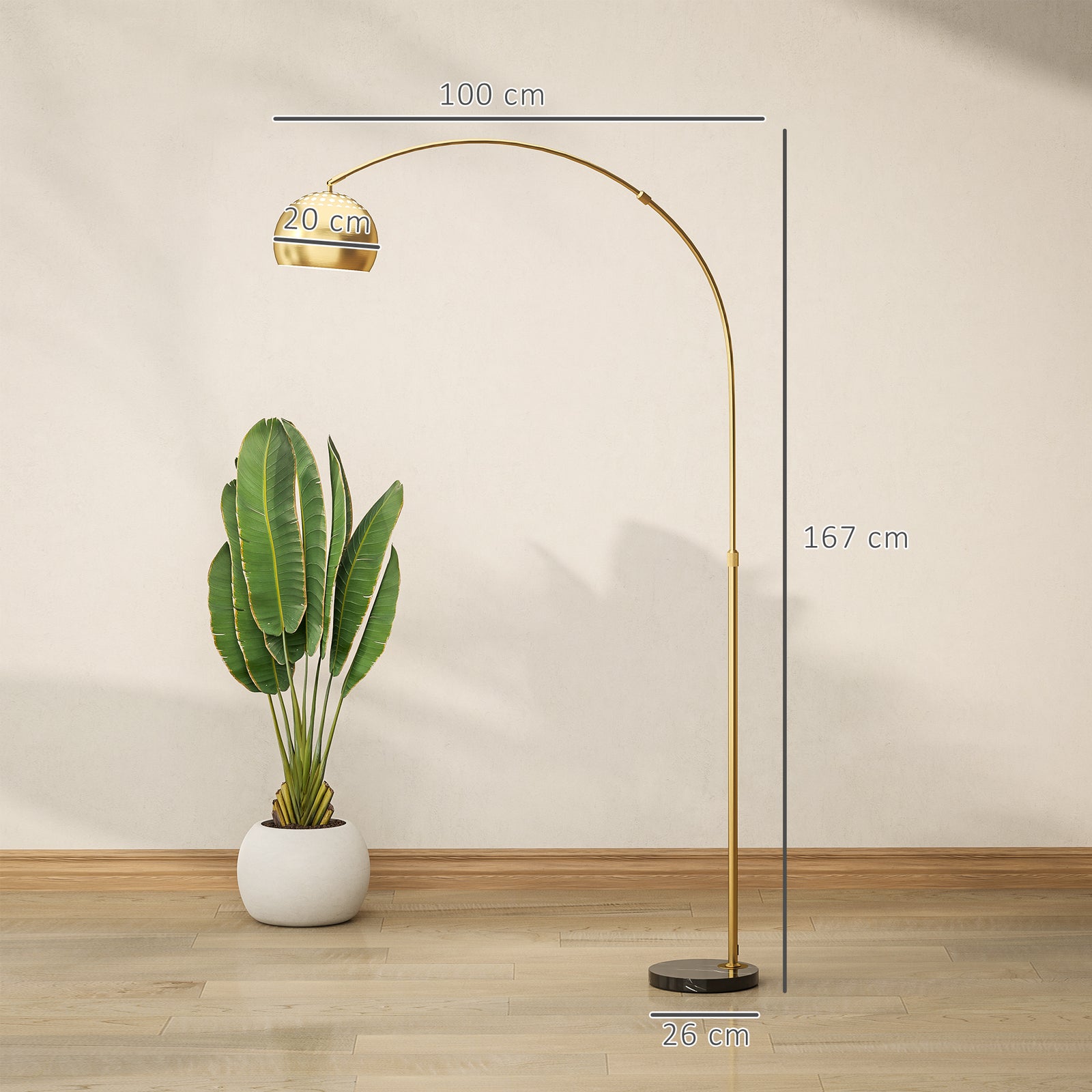 Arc Floor Lamp For Living Room, Free Standing Tall Lamp