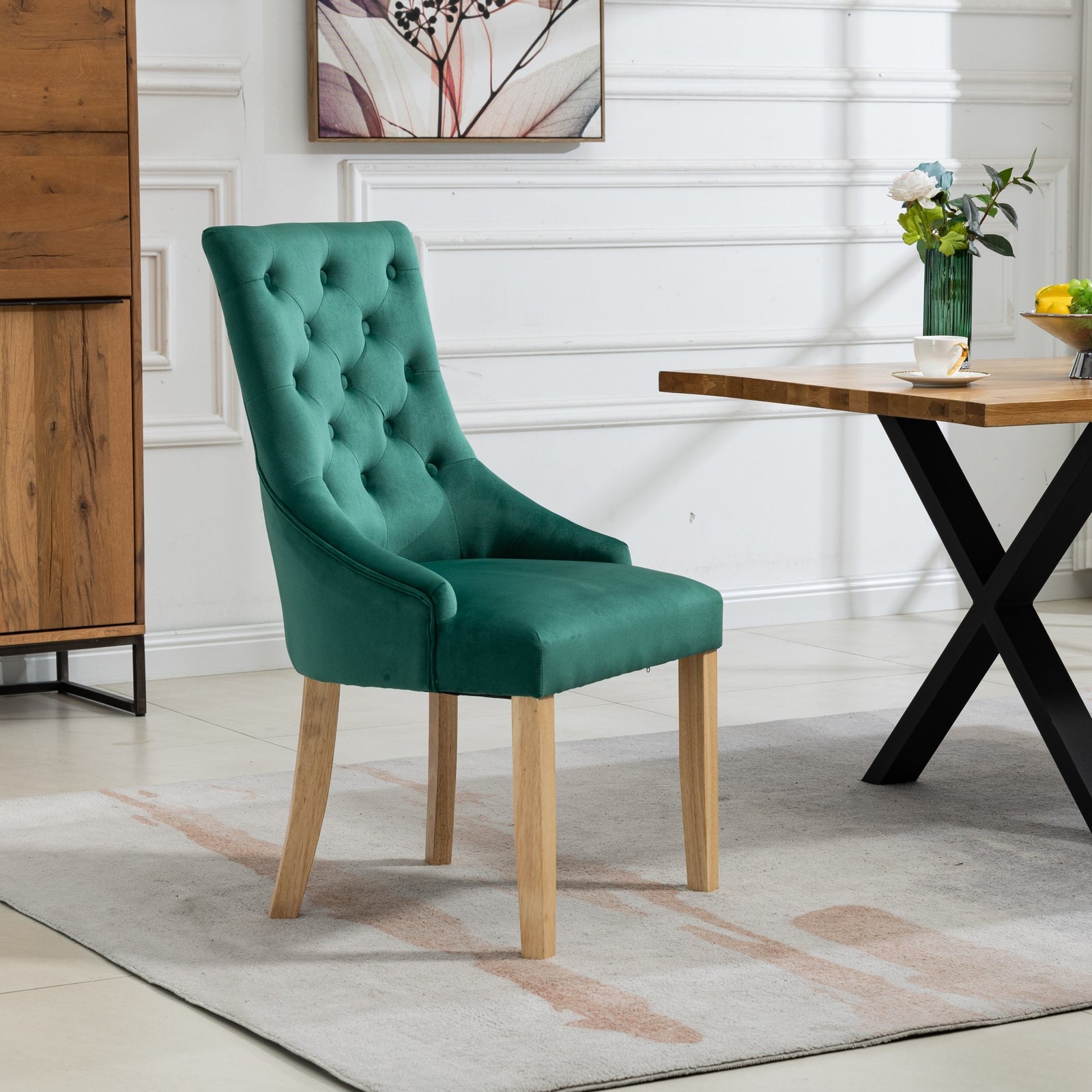 Set Of 2 Ravenna Velvet Dining Chairs | Green
