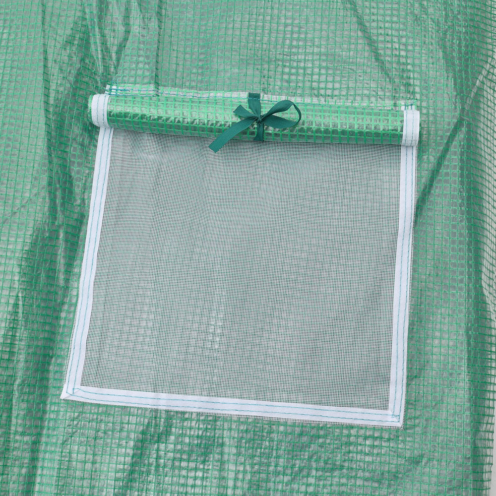 Outdoor Walk-in Tunnel Greenhouse With Heavy Duty Steel Frame & Roll-up Door | 4 x 3 x 2m | Green
