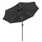 3m Solar Led Patio Umbrella, Outdoor Parasol With 16 Led Tubes, Crank Lift & Push Button Tilt Without Base | One Size | Dark Grey