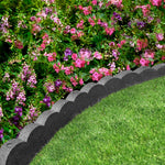 Recycled Rubber Scallop Garden Edging Border 1.2m | Set of 10 | Gray