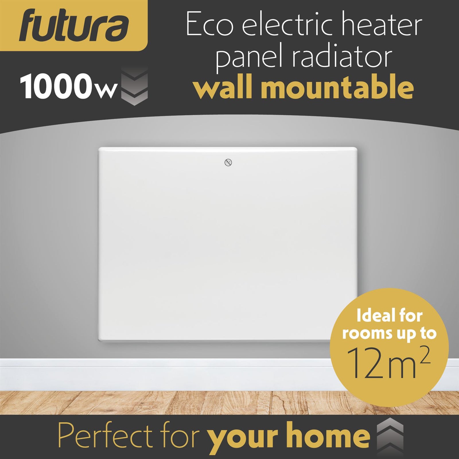 Electric Radiator Panel Heater Wall Mounted Or Floor Standing Bathroom Safe Timer And Thermostat Control | 1000w | White