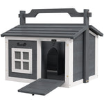 Rabbit Hutch Indoor Outdoor W/ Top Handle, Openable Roof 
Grey
