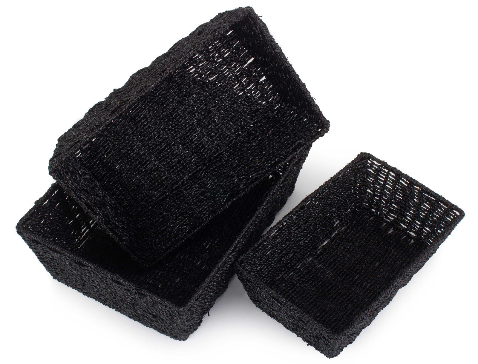 Black Paper Rope Tray | Set-of-3 | Black