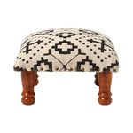 Reva Black Geometric Footstool | 40cm x 40cm