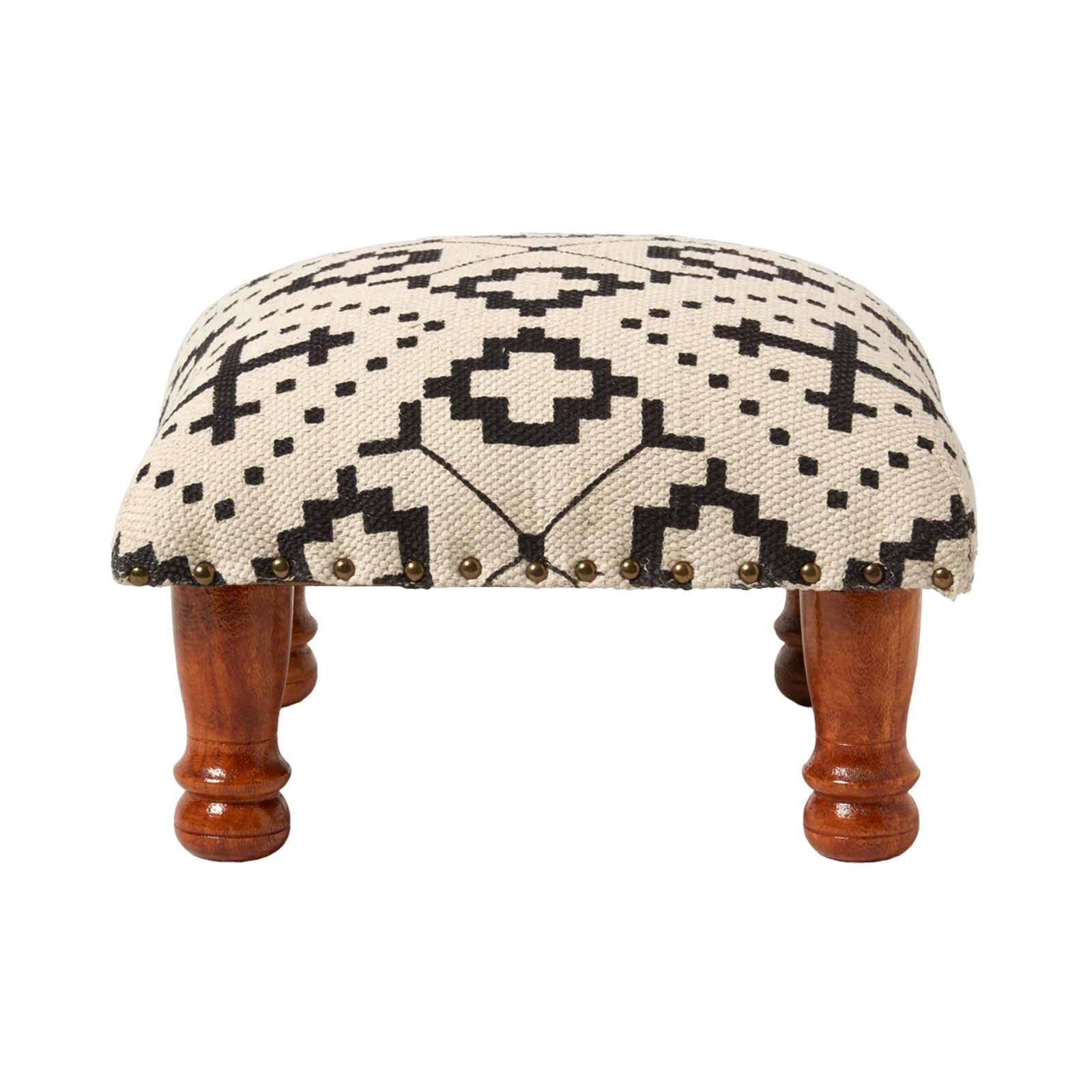 Reva Black Geometric Footstool | 40cm x 40cm
