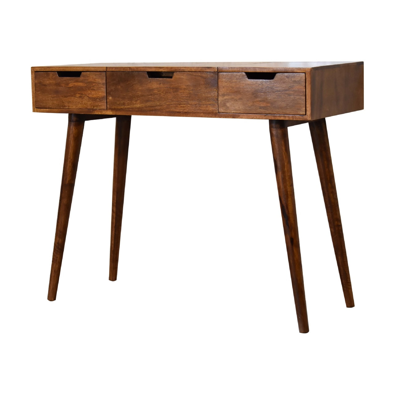 Solid Mango Wood Chestnut Foldable Mirror Table