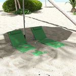 2pc Outdoor Beach Mat Steel Reclining Chair Set W/ Pillow | Green