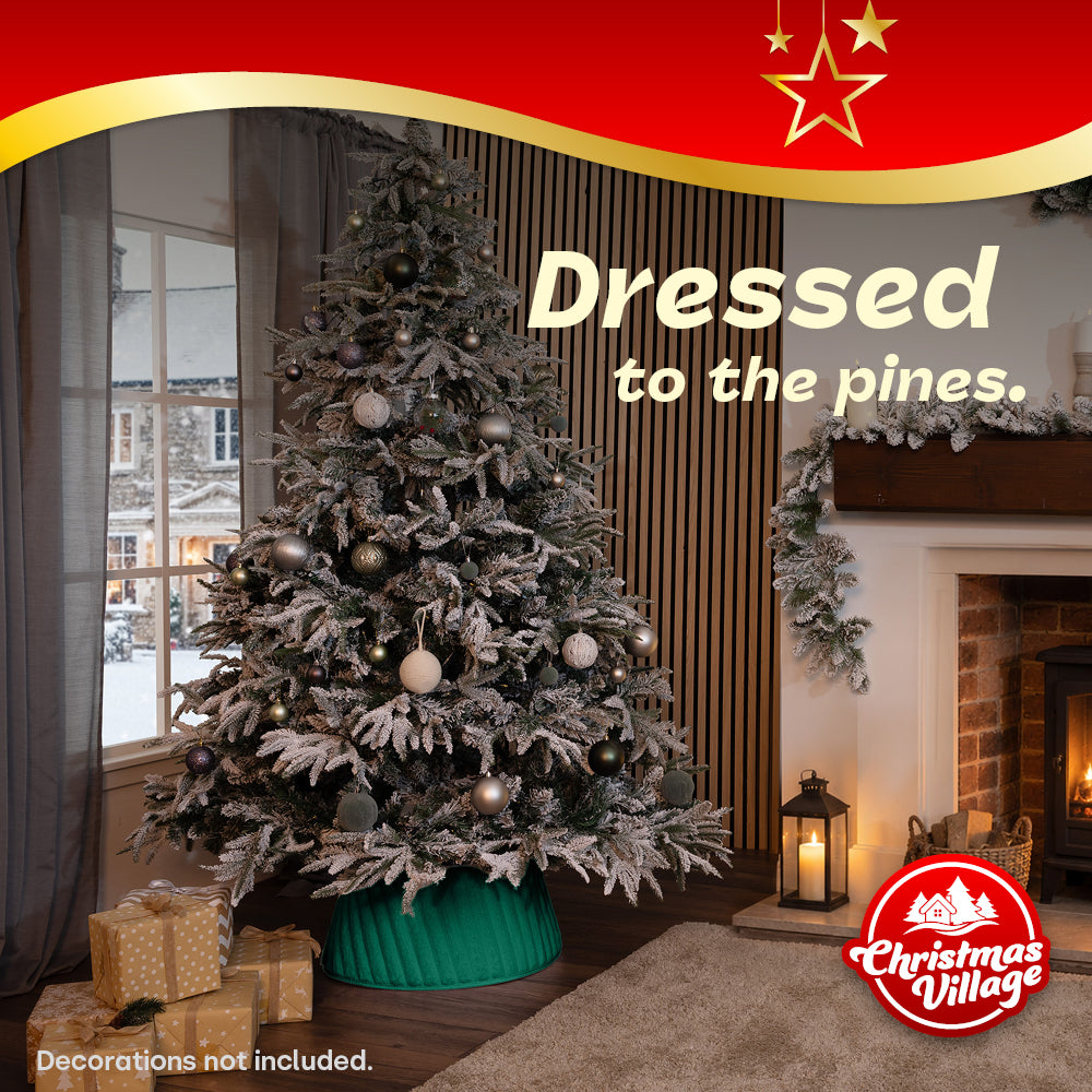 Round Faux Fur Christmas Tree Skirt With Velcro Closure | Green