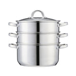 3 Tier Stainless-steel Steamer Pan | 24cm | Silver