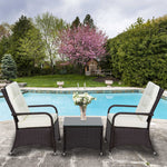 3pc Rattan Table Chair Bistro Garden Furniture Set Wicker | Cream
