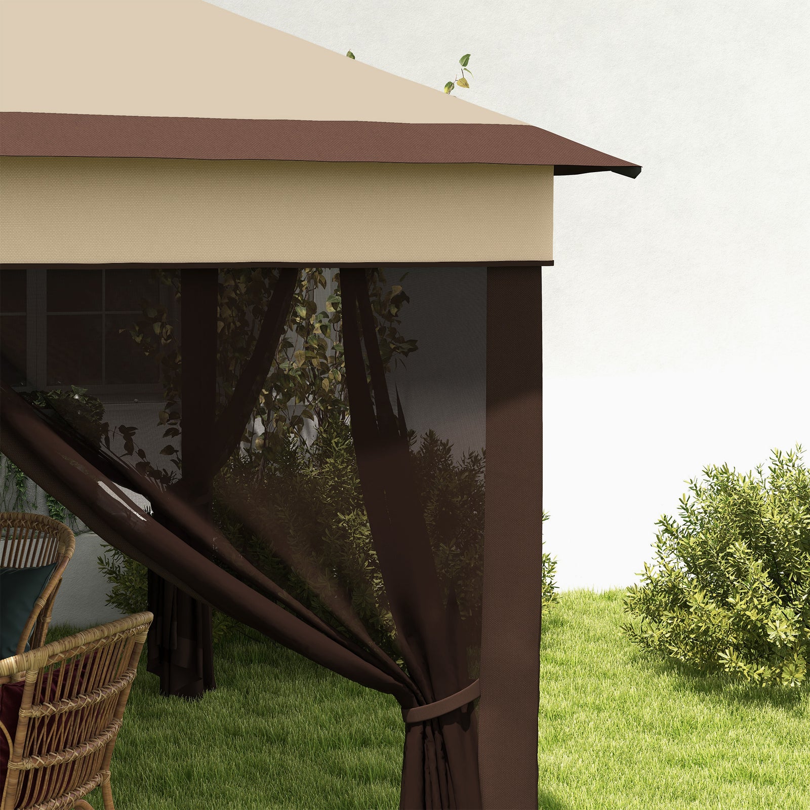 3 X 3(m) Pop Up Gazebo Tent With Netting, Height Adjustable | Beige
