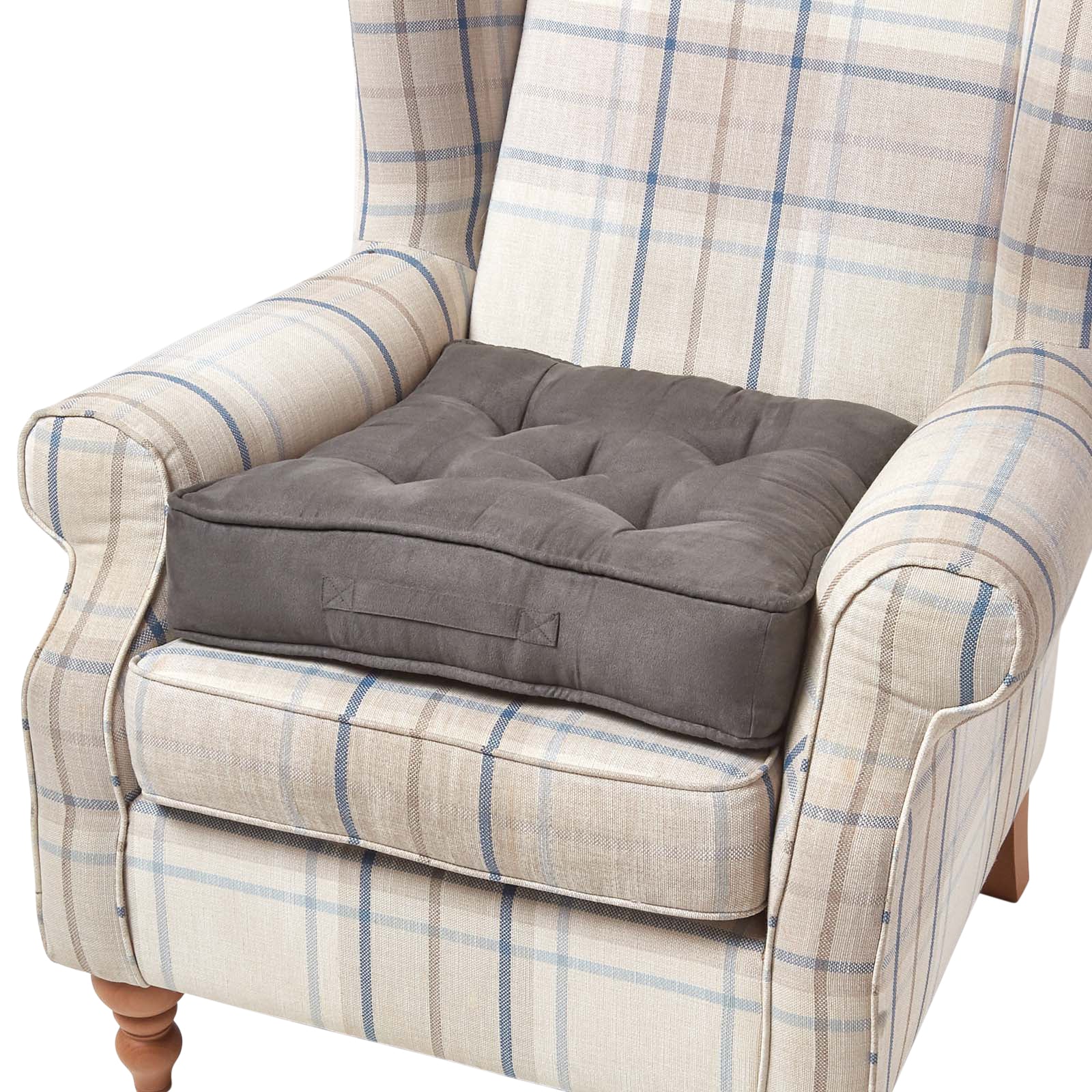 Faux Suede Armchair Booster Cushion | 50cm x 50cm | Grey
