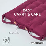 100% Cotton Seat Pads Plain Chair Cushions For Dining Room, Kitchen, Or Outdoor Garden Use | Set-of-6 | Plum