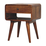 Solid Wood Avora Chestnut Nightstand With Drawer And Open Slot