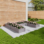 U-shaped Raised Garden Bed Metal Planter Box With 5 Compartments | Grey