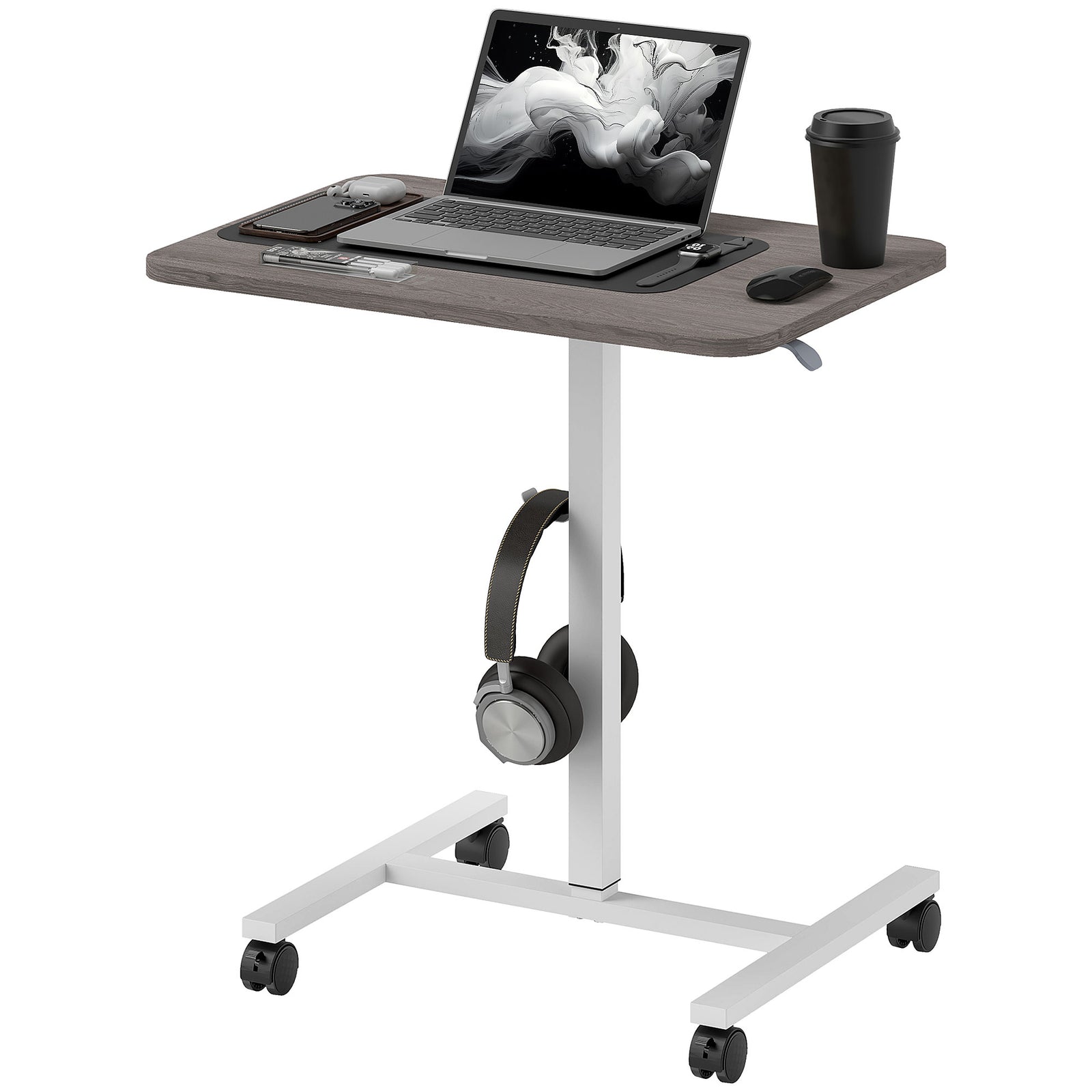 Standing Desk Mobile Overbed Table W/ Wheels For Home Office