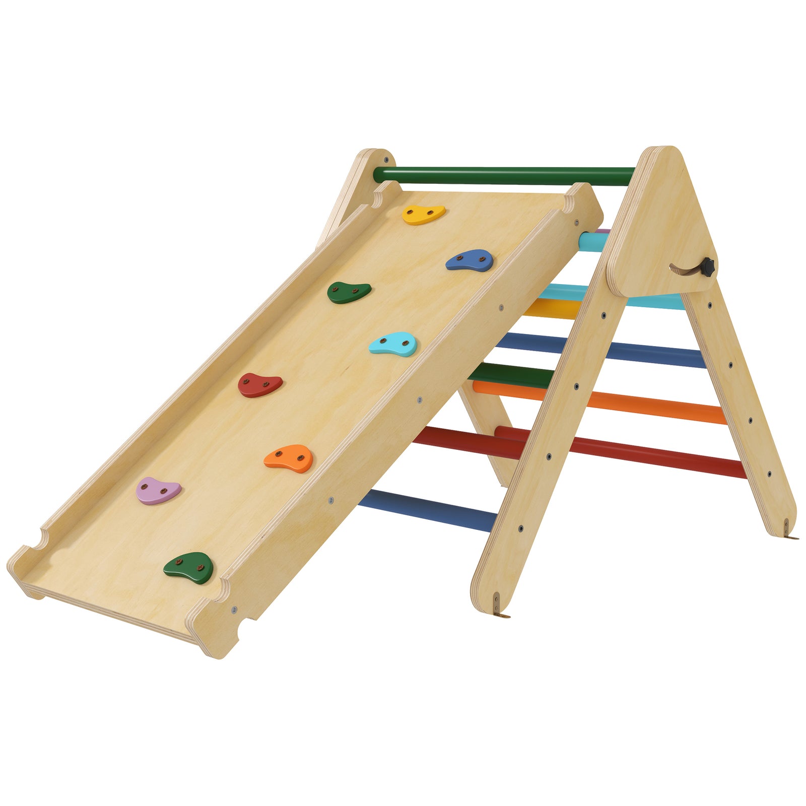 Aiyaplay Toddler Climbing Frame, Wooden Indoor Pikler Triangle Set