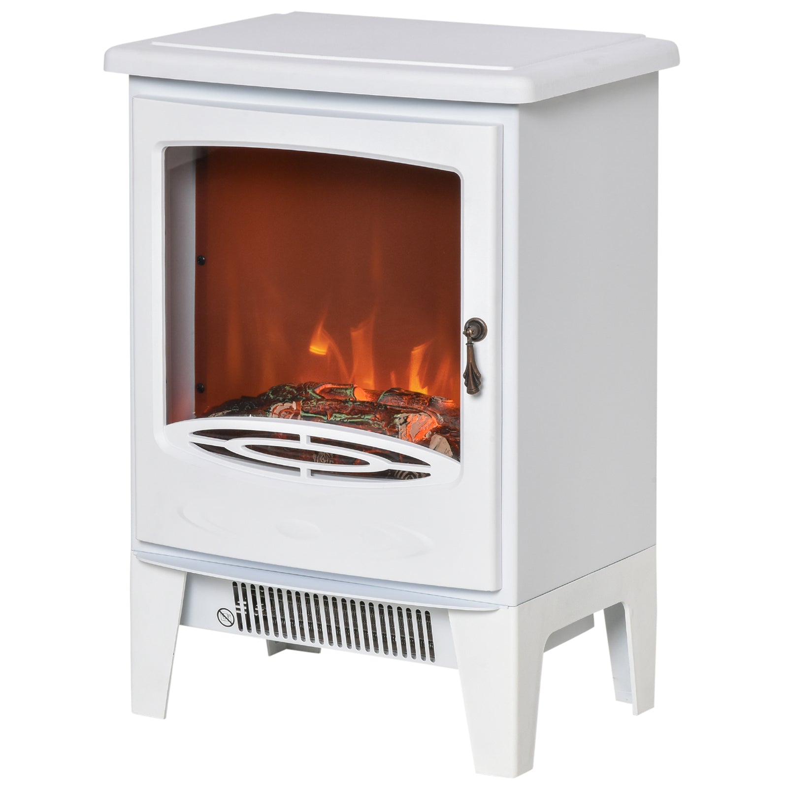 Freestanding Electric Fireplace Stove Heater With Led Flame | One Size | White