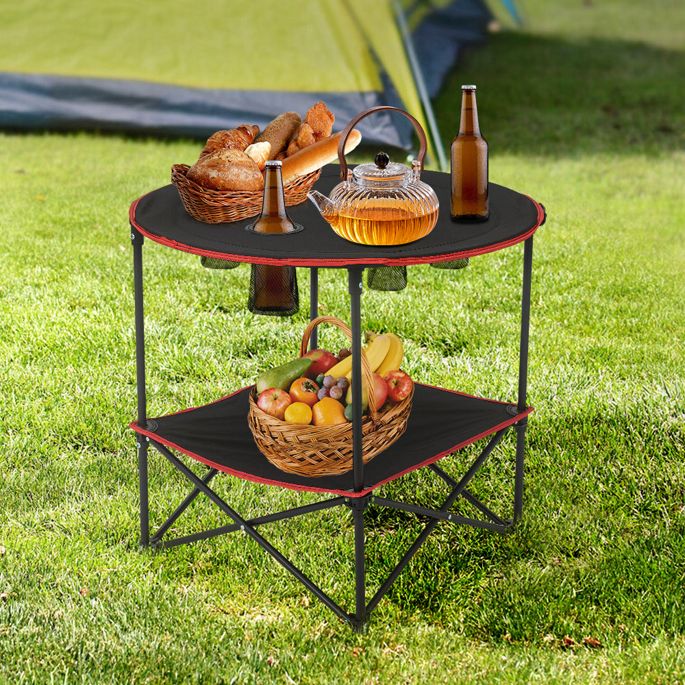 Protable Camp Table With Cupholders