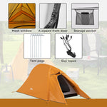 Double Layer Camping Tent For 1-2 Man, 2000mm Waterproof | Orange