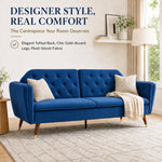 Victoria Velvet Sofa Bed 3 Seater | Blue