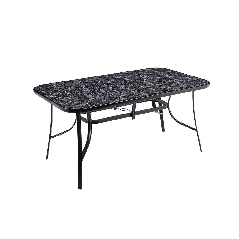 Rectangular Garden Tempered Glass Black Marble Coffee Table - 120w X 80d X 72h Cm