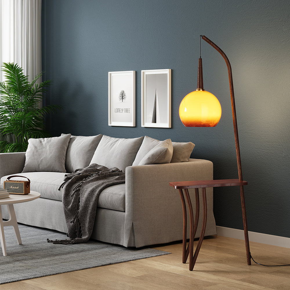 Breeins Vintage Style Floor Lamp With Irregular Design And Pomelo-shaped Lampshade