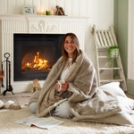 Sandringham Faux Fur Heated Throw 130x170cm – Luxurious Electric Ultra-soft Blanket With 10 Heat Settings | 130cm x 170cm | Taupe