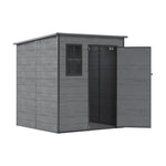 6 X 6ft Outdoor Storage Shed With Pent Roof, Pp Plastic Garden Shed With Window & Vent,  Waterproof Uv-resistant Tool Storage In Dark Grey Woodgrain