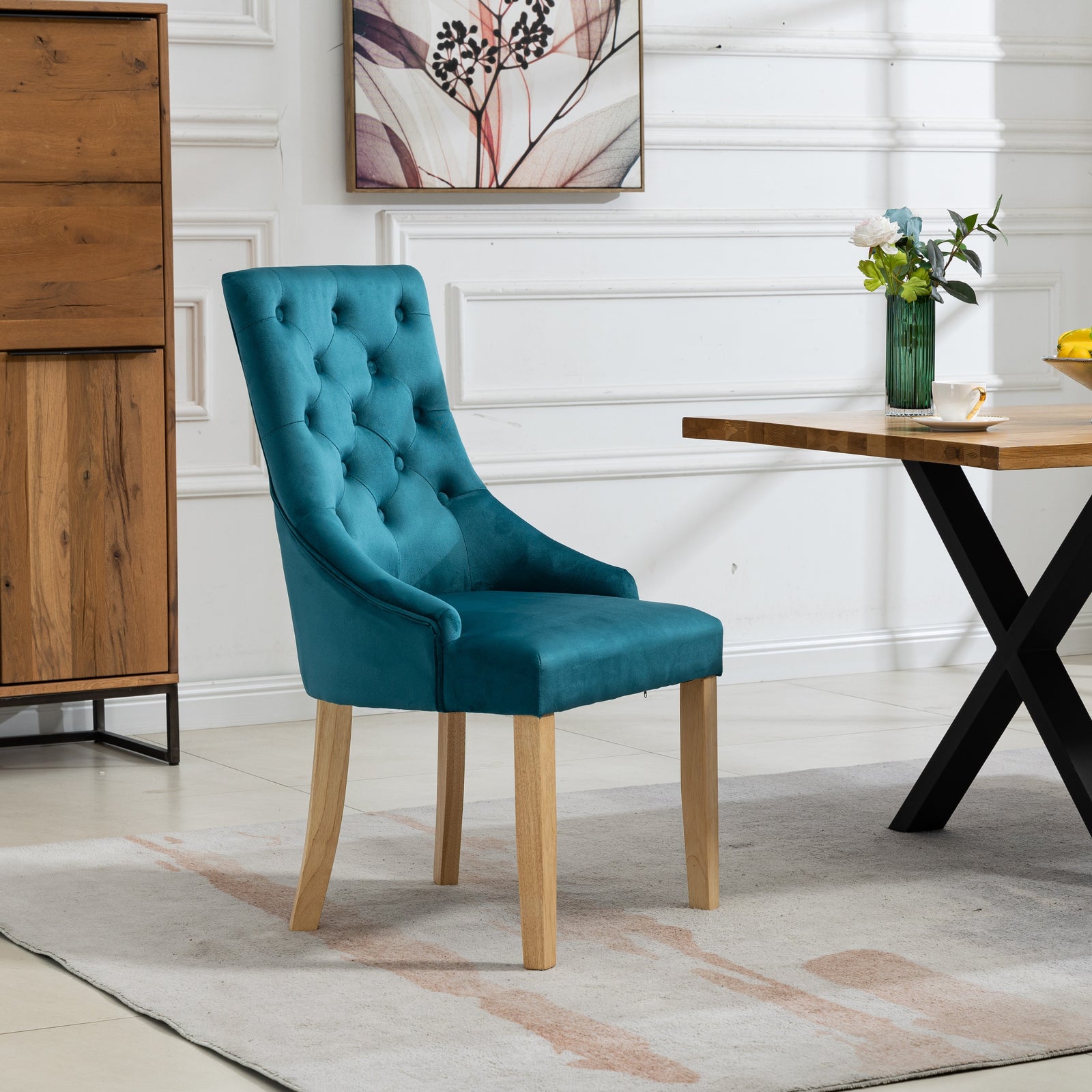 Set Of 2 Ravenna Velvet Dining Chairs | Teal