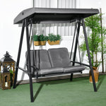 2 Seater Swing Chair, Adjustable Canopy, Dark Grey | Dark Gray
