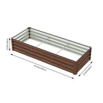 Brown Wood Grain Rectangular Galvanized Steel Raised Garden Bed | Medium