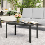 Outdoor Side Table Garden Table With Steel Frame And Slat Top Grey Wood