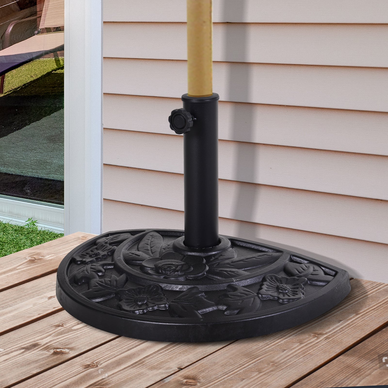 9kg Half Round Parasol Umbrella Base Resin Outdoor Garden