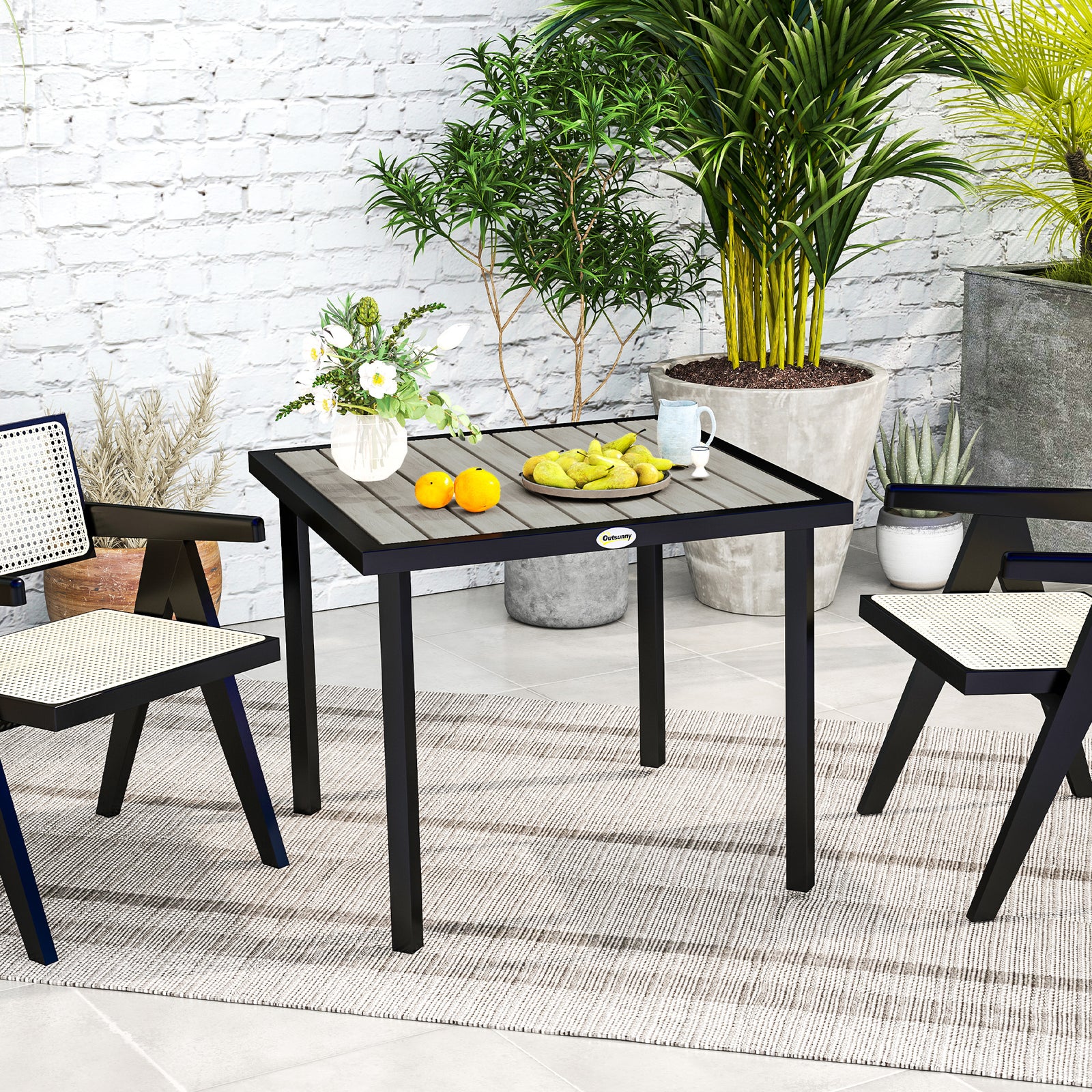 Garden Table For 4 Person W/ 4.3 cm Parasol Hole | Light Grey