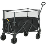 180l Folding Garden Trolley Wagon With Extendable Side Walls | Black