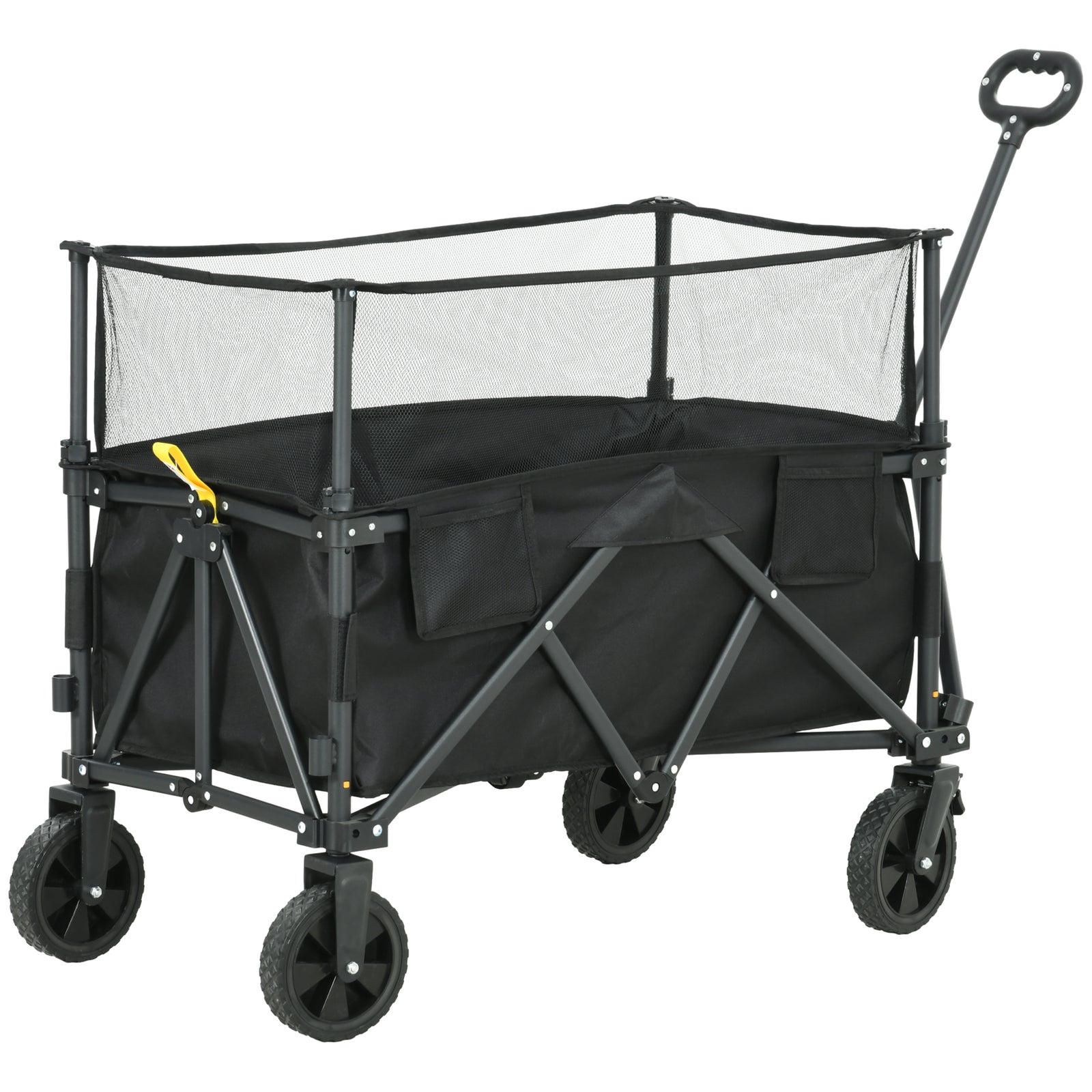 180l Folding Garden Trolley Wagon With Extendable Side Walls | Black