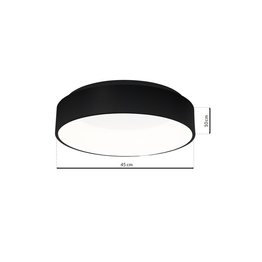 Ohio Led Flush Ceiling Lamp In Stylish Matt Black 24w(122w) With A Diameter Of 45cm