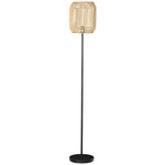 Farmhouse Floor Lamp With Rattan Wicker, Natural