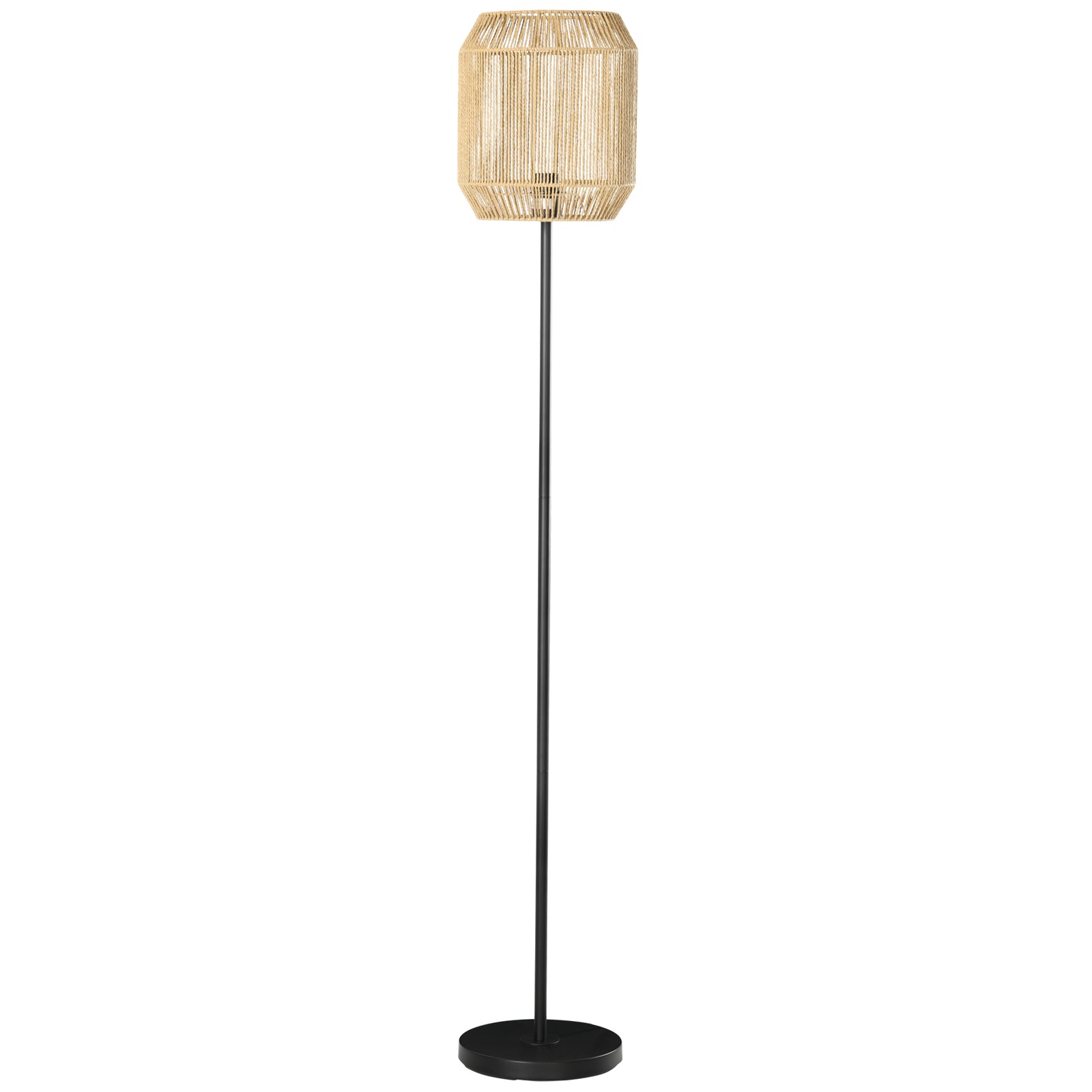 Farmhouse Floor Lamp With Rattan Wicker, Natural