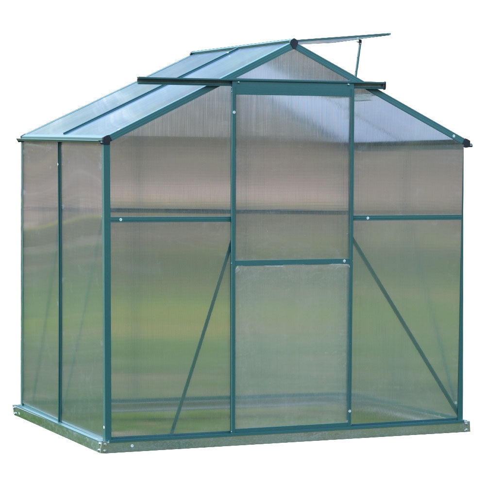 10 x 4/6/8/10 FT Green Aluminium Hobby Greenhouse With Openable Window | Small | Clear