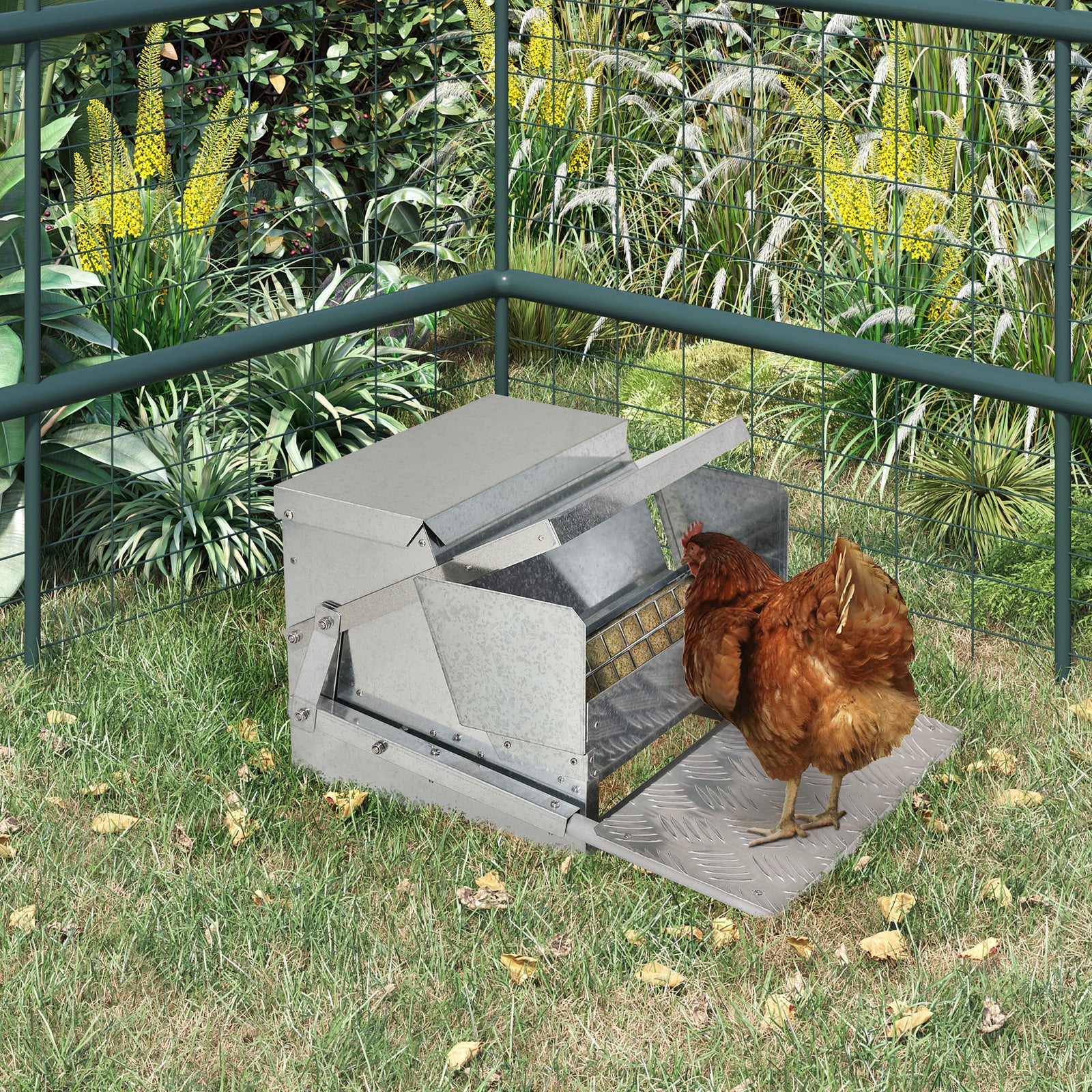 Automatic Chicken Feeder Galvanized Steel Poultry Feeders 11.5kg