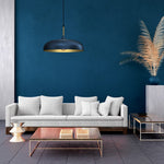 Lincoln 45cm Pendant Lamp Stylish Hand Made Scandi Style Lamp With A Golden Finish To The Shade Interior 1xe27 | 45cm | Navy Blue