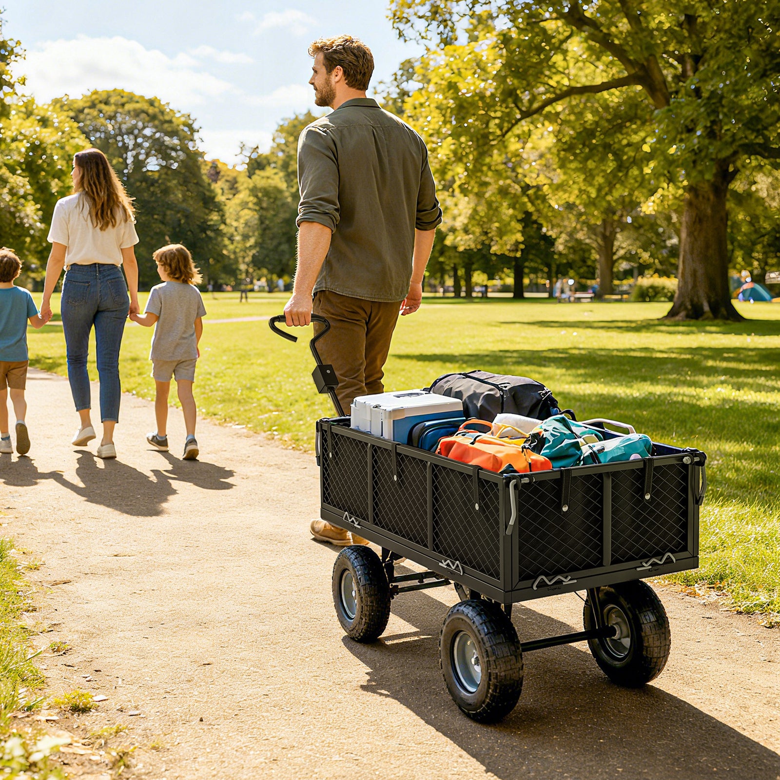 Garden Cart With Removable Liner, Quick-release Sides | Black