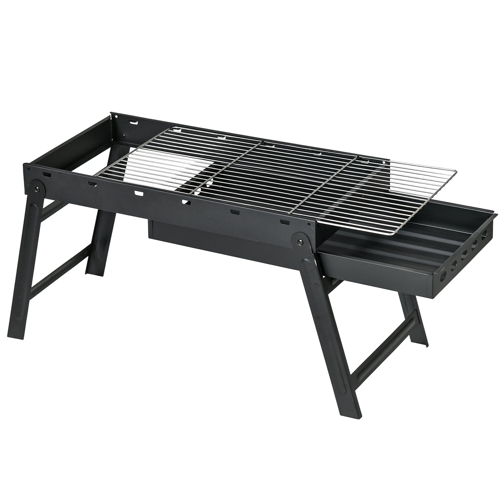 Galvanised Folding Camping Bbq, Black